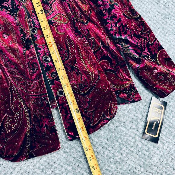 Vintage R&K Evening Gorgeous Purple Crushed Velour Paisley Evening Jacket Blazer - Picture 6 of 7